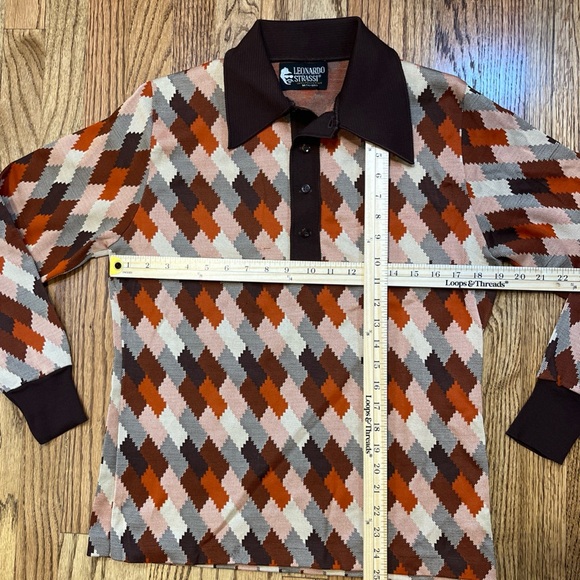 Leonardo Strassi Vintage 70s Mod Geometric Italian Knit Shirt Pullover Retro - Picture 8 of 11